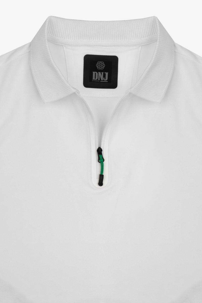 Polo tecnica con zip bianca DNJ-Dan John