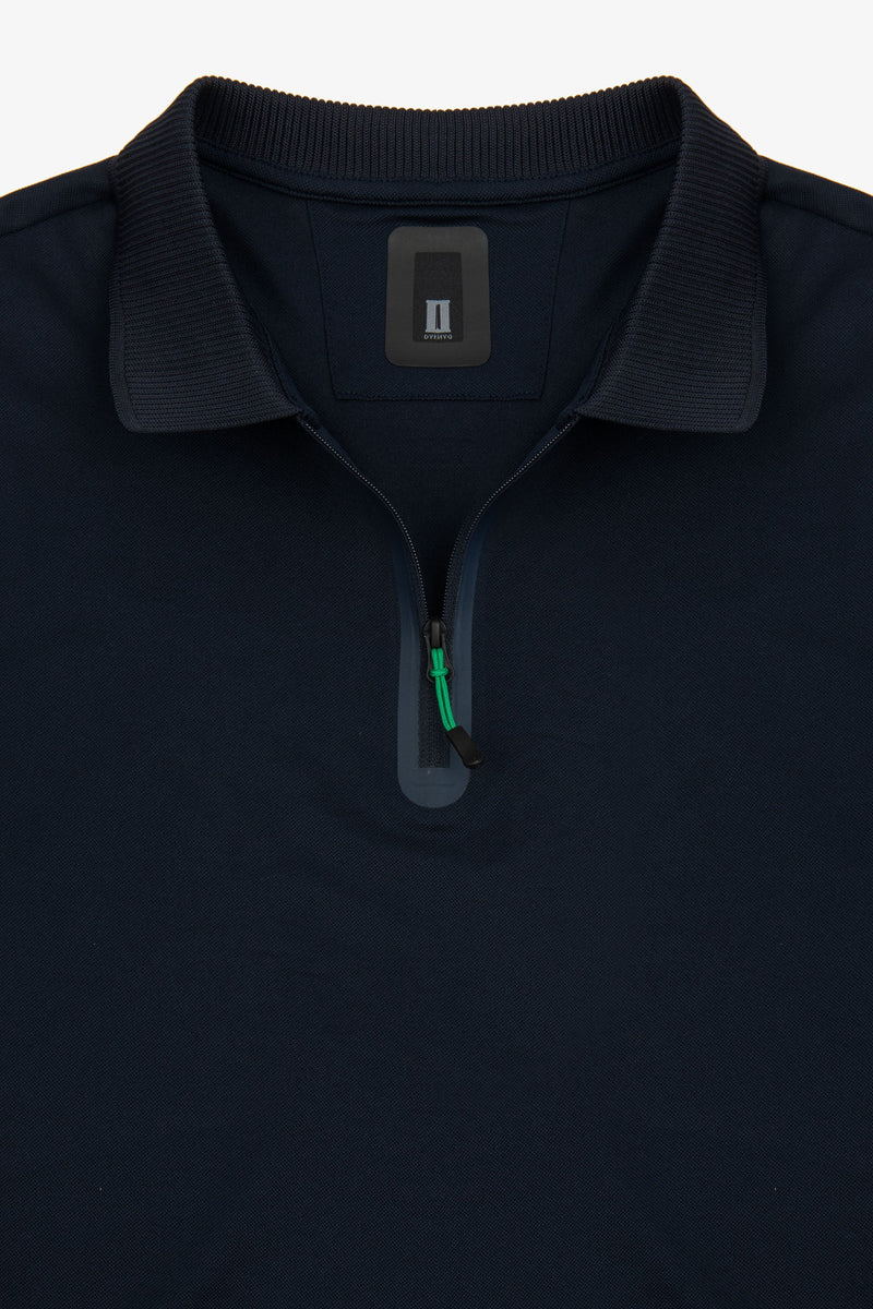 Polo tecnica con zip blu DNJ-Dan John