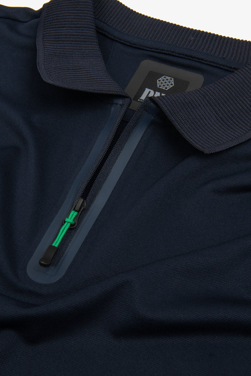 Polo tecnica con zip blu DNJ-Dan John