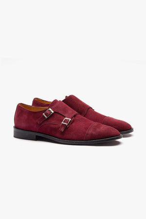 Scarpa doppia fibbia scamosciata bordeaux-Dan John