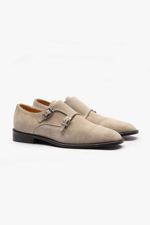 Scarpa doppia fibbia scamosciata taupe-Dan John