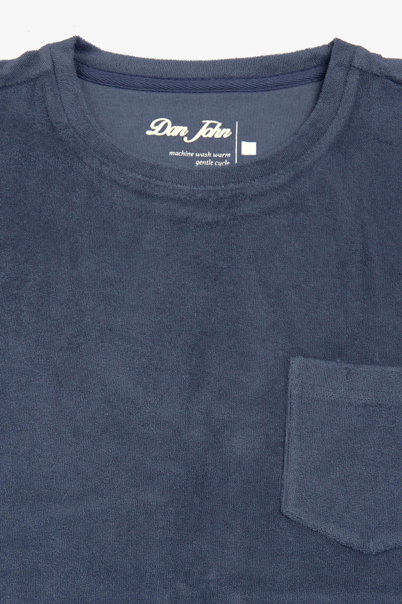 T-shirt girocollo effetto spugna indaco-Dan John