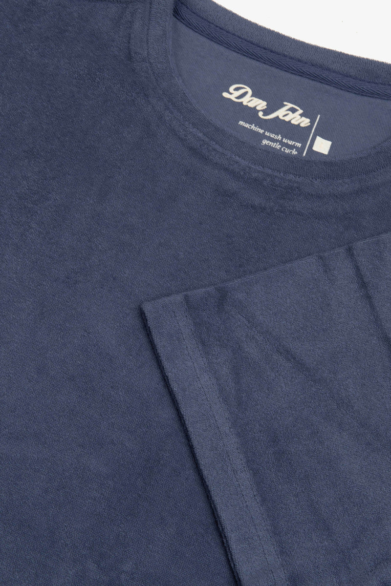 T-shirt girocollo effetto spugna indaco-Dan John