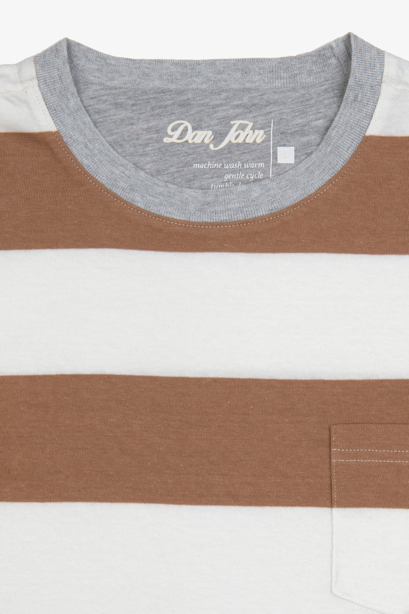 T-shirt in maglia a righe biscotto-Dan John