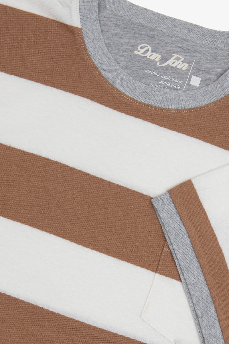 T-shirt in maglia a righe biscotto-Dan John