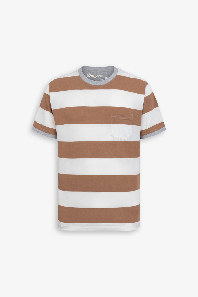 T-shirt in maglia a righe biscotto-Dan John