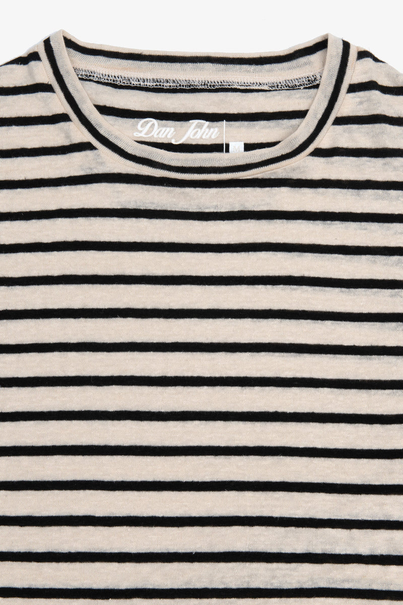 T-shirt in maglia a righe ecru-Dan John