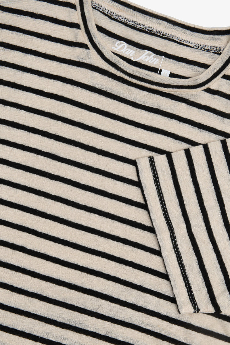T-shirt in maglia a righe ecru-Dan John