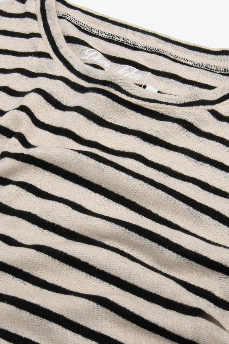 T-shirt in maglia a righe ecru-Dan John