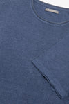 T-shirt in maglia misto lino con taschino indaco-Dan John