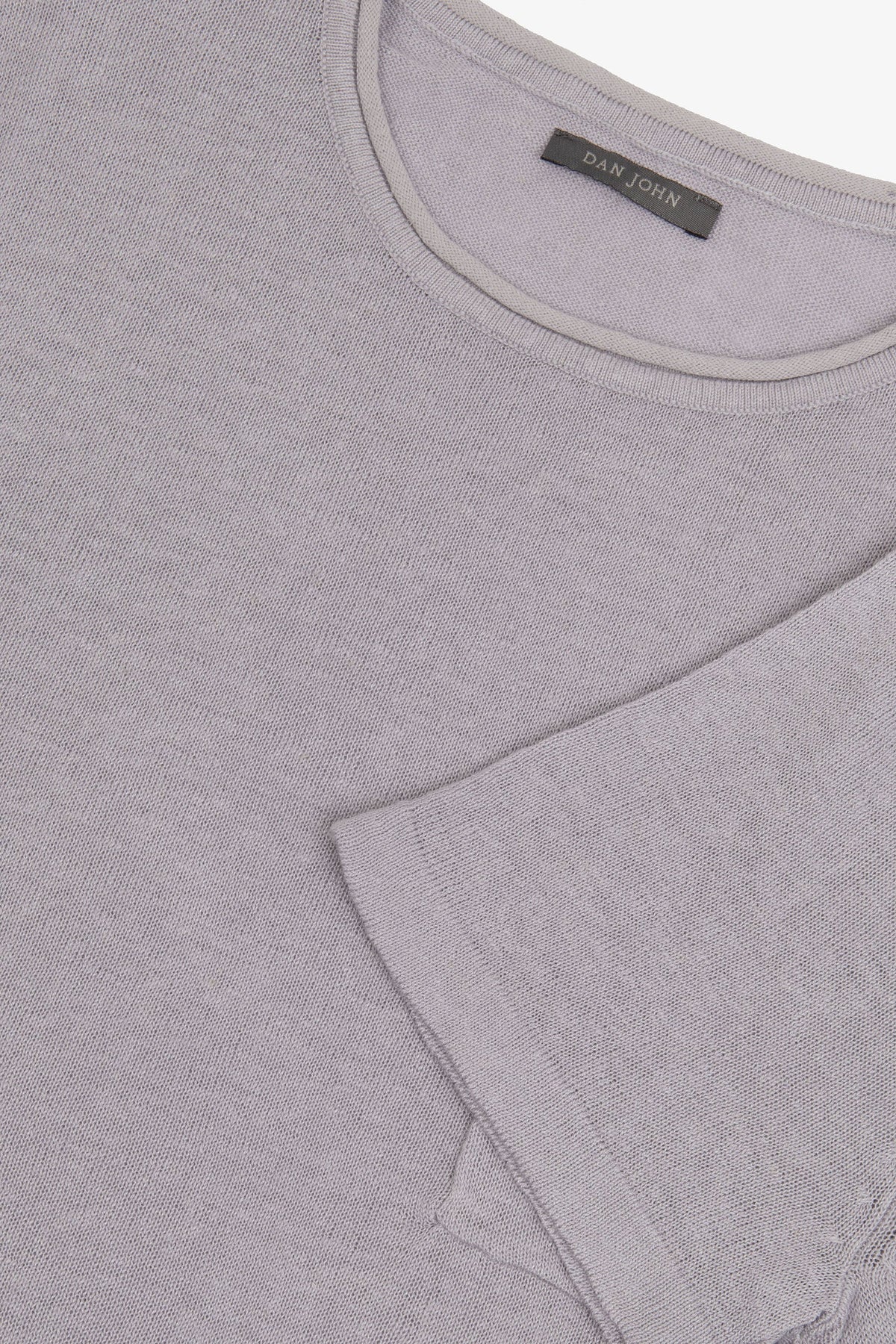 T-shirt in maglia misto lino con taschino lavanda-Dan John