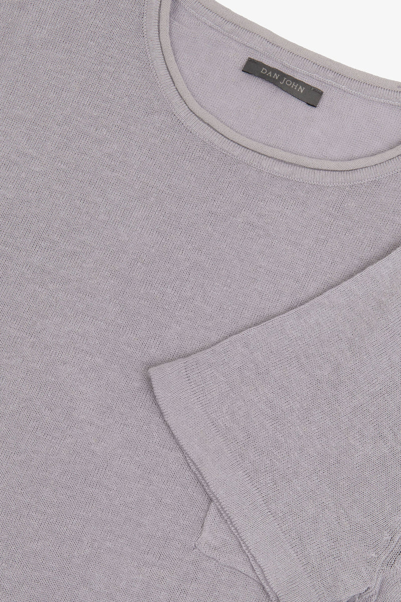 T-shirt in maglia misto lino con taschino lavanda-Dan John