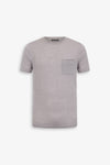 T-shirt in maglia misto lino con taschino lavanda-Dan John