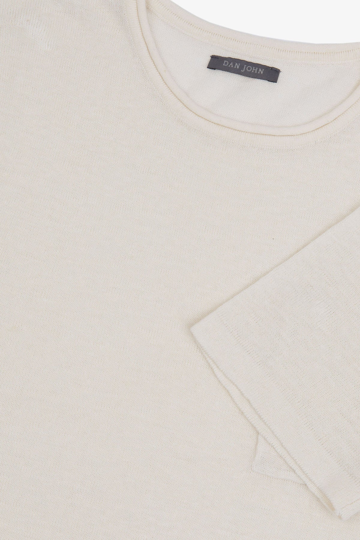 T-shirt in maglia misto lino con taschino papiro-Dan John