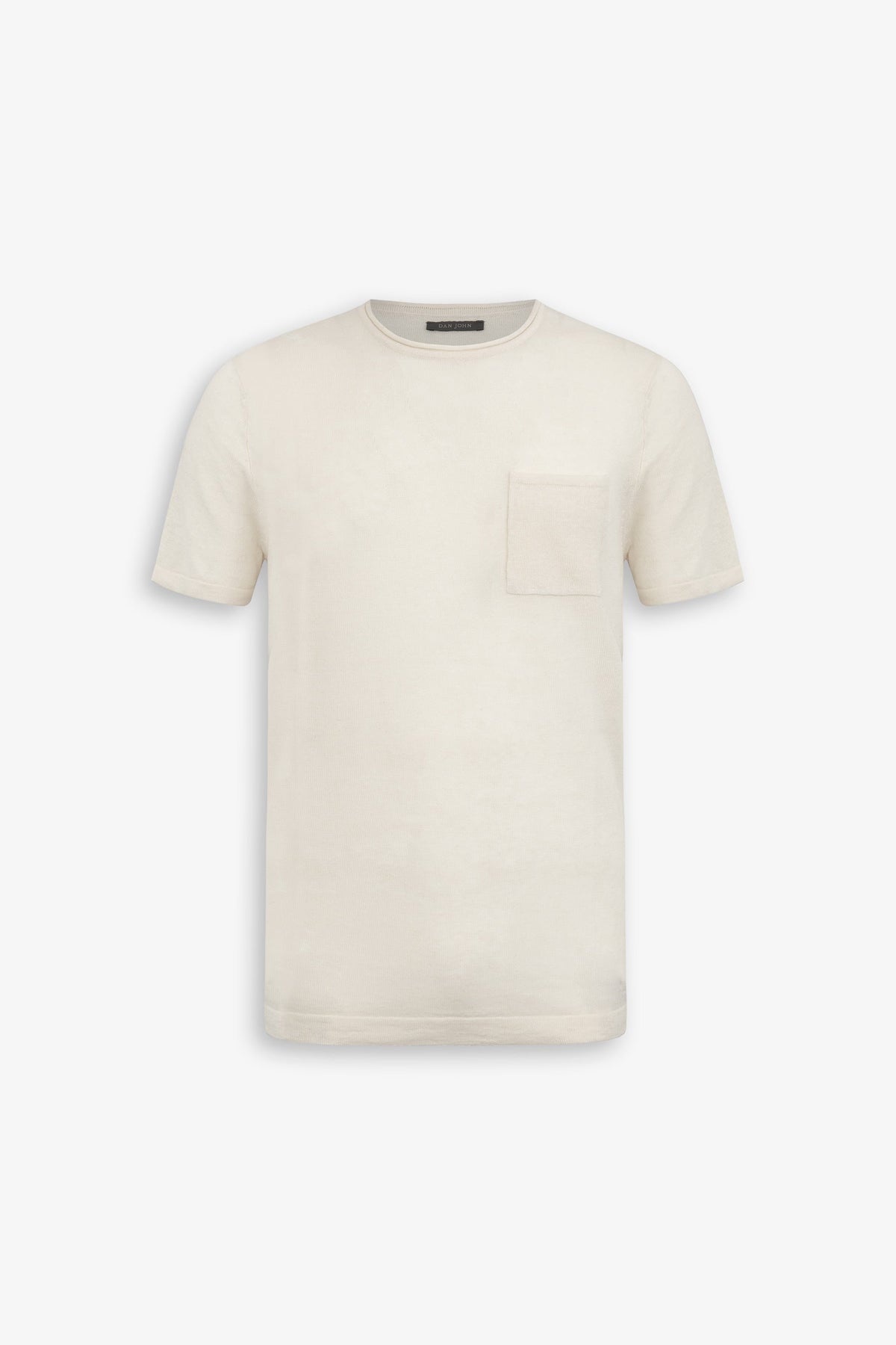 T-shirt in maglia misto lino con taschino papiro-Dan John