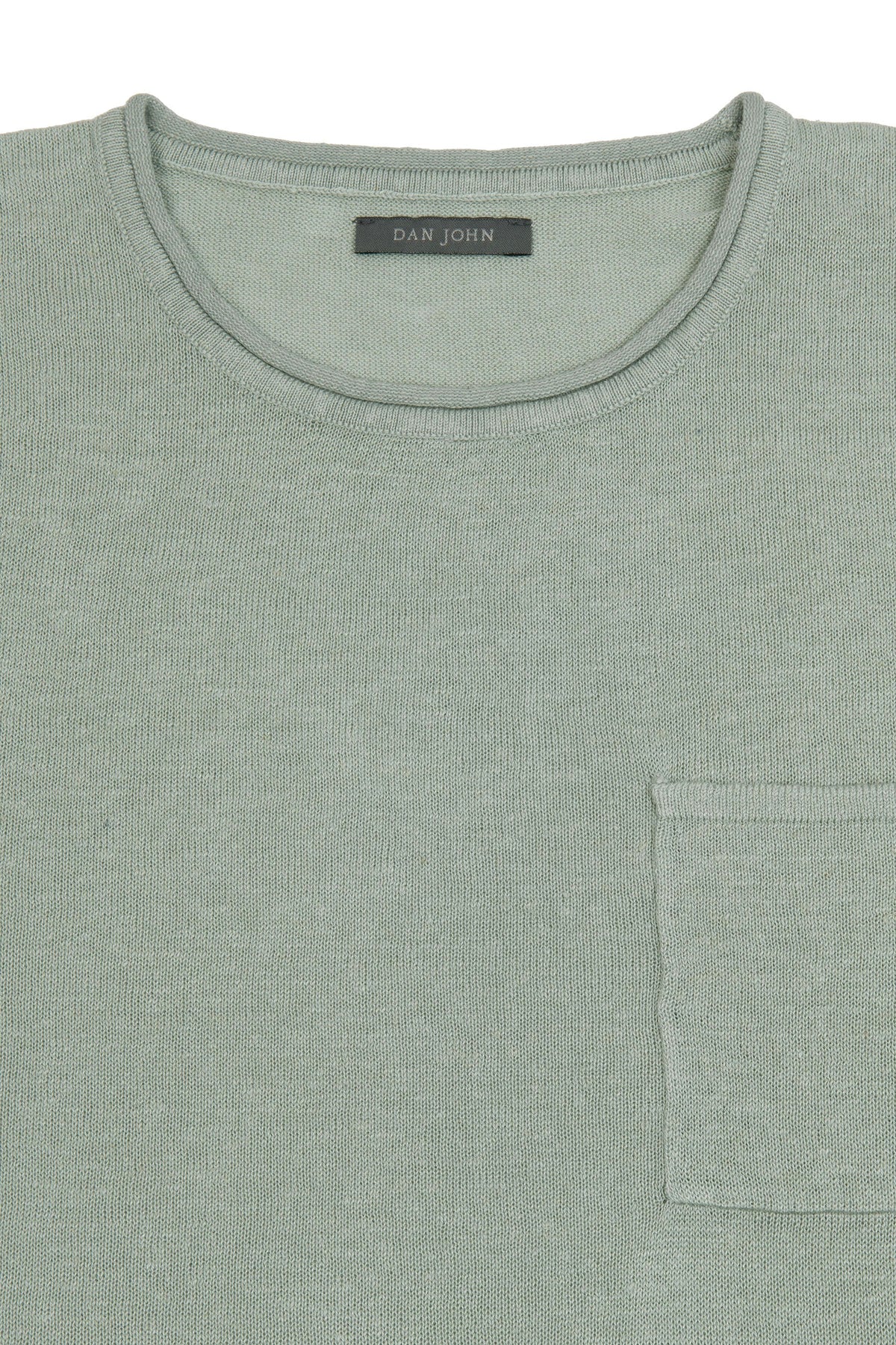 T-shirt in maglia misto lino con taschino salvia-Dan John