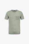 T-shirt in maglia misto lino con taschino salvia-Dan John
