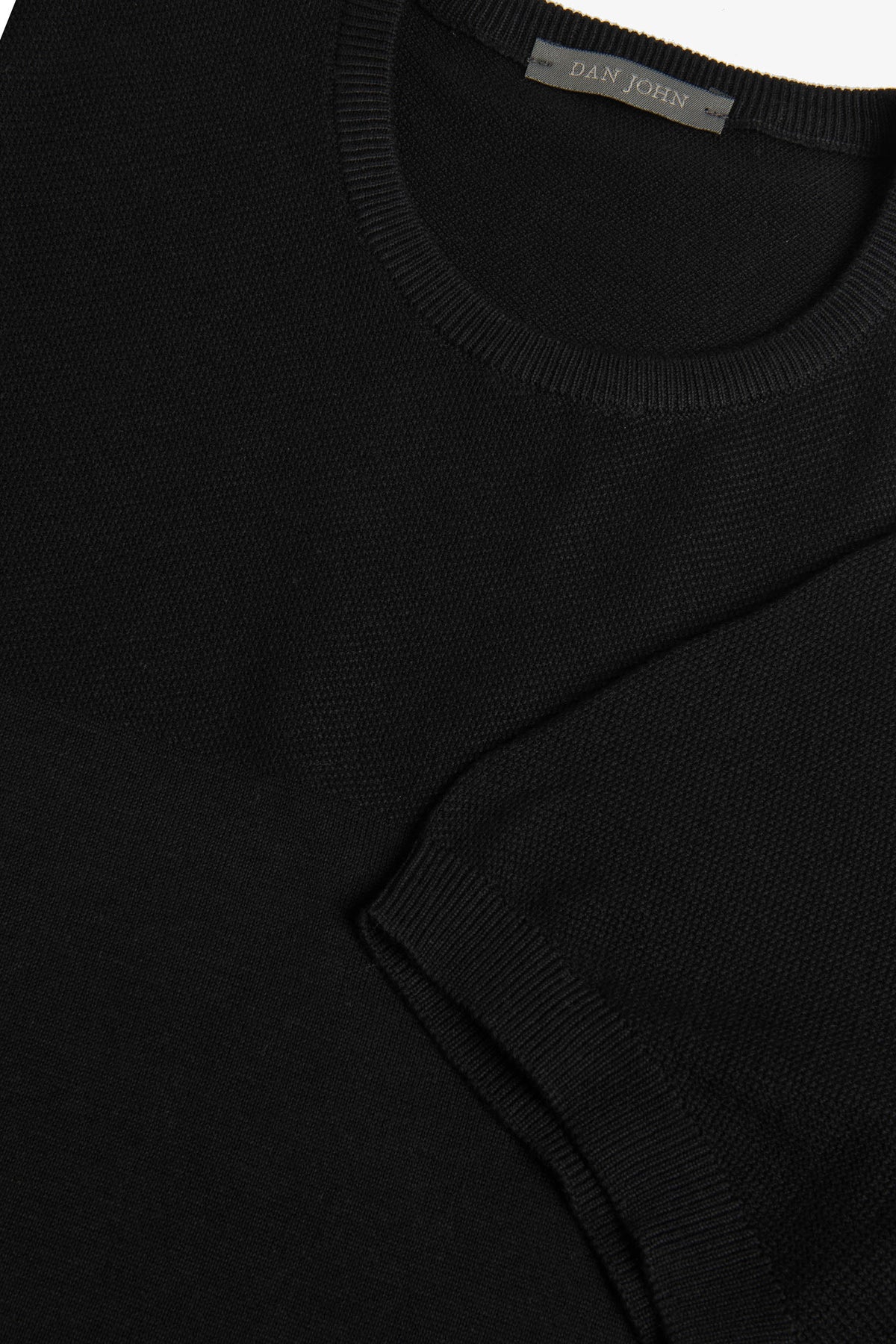 T-shirt in maglia riga piazzata nera-Dan John