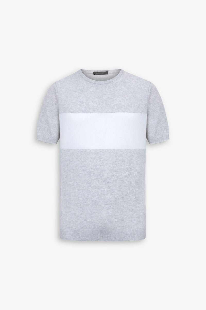 T-shirt in maglia riga piazzata polvere-Dan John
