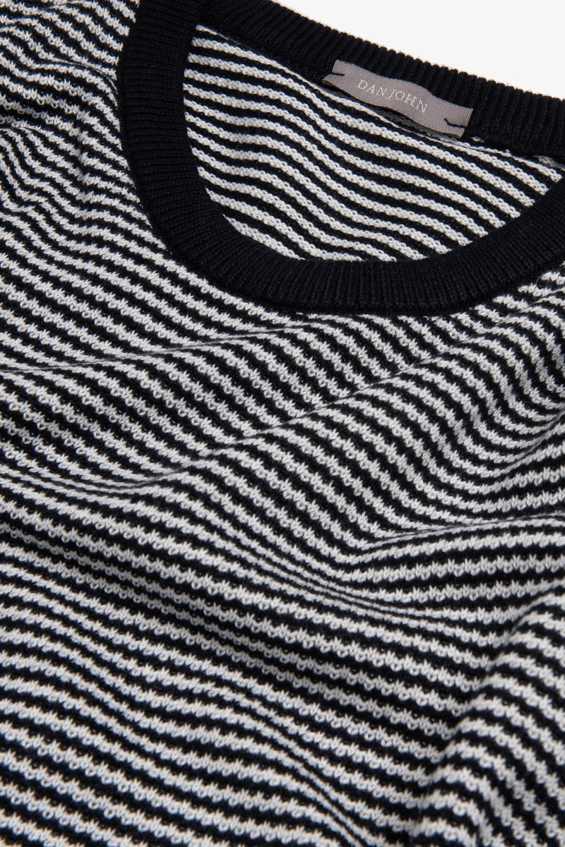 T-shirt in maglia rigata blu-Dan John