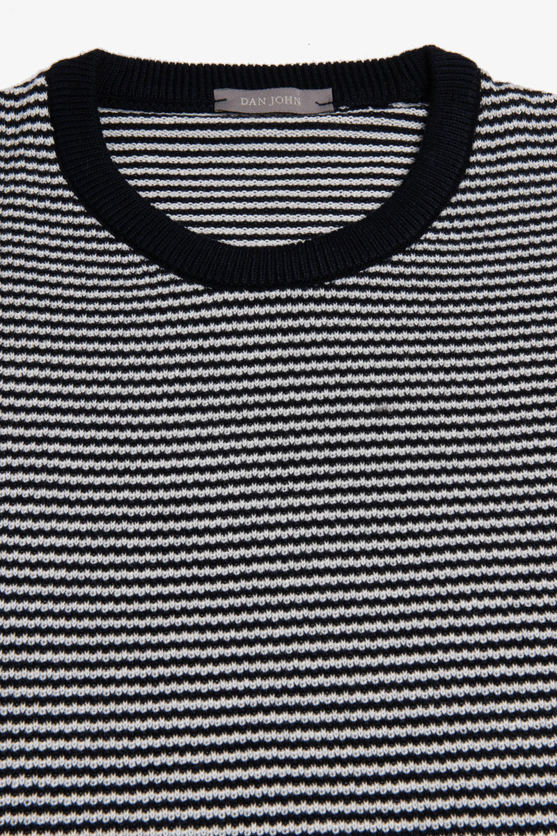 T-shirt in maglia rigata blu-Dan John