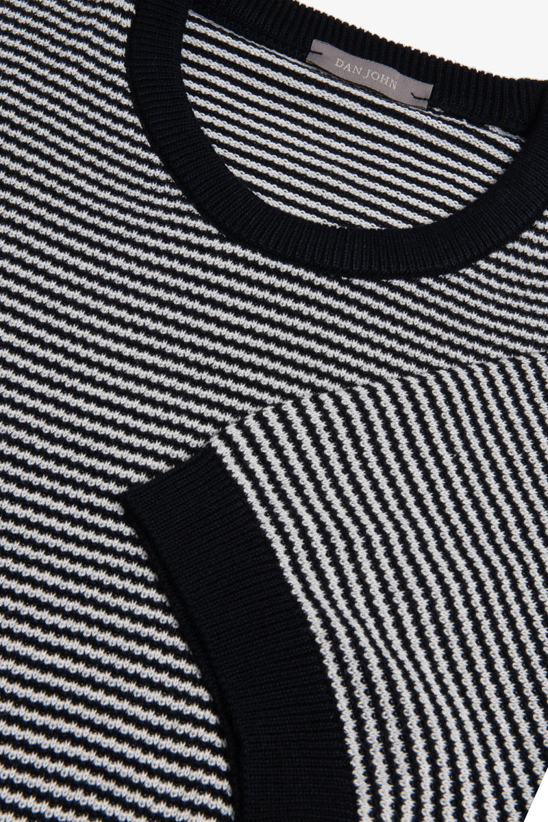 T-shirt in maglia rigata blu-Dan John