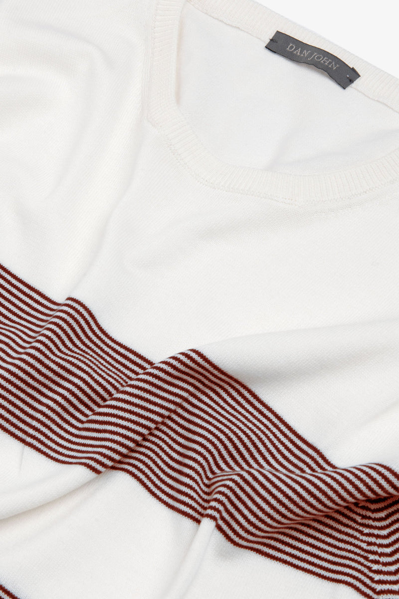 T-shirt in maglia righe piazzate melanzana-Dan John