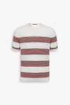 T-shirt in maglia righe piazzate melanzana-Dan John