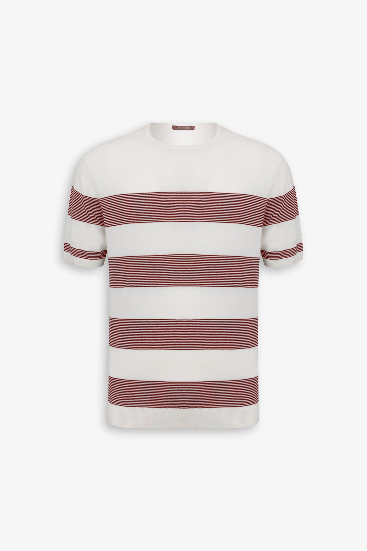 T-shirt in maglia righe piazzate melanzana-Dan John