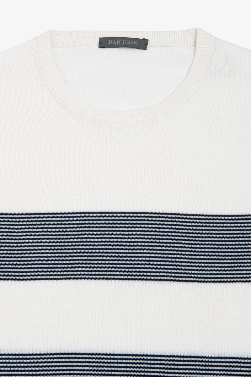 T-shirt in maglia righe piazzate navy-Dan John