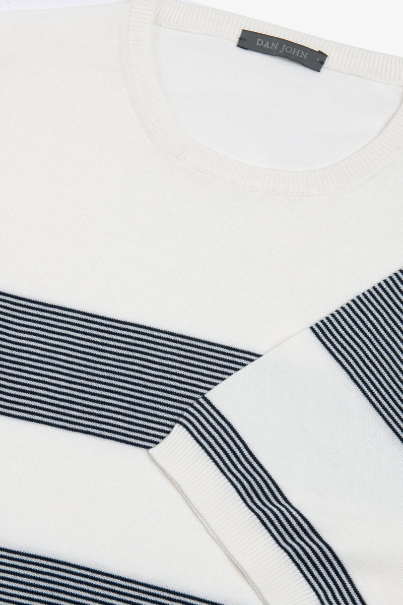 T-shirt in maglia righe piazzate navy-Dan John