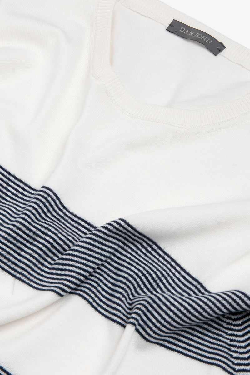T-shirt in maglia righe piazzate navy-Dan John