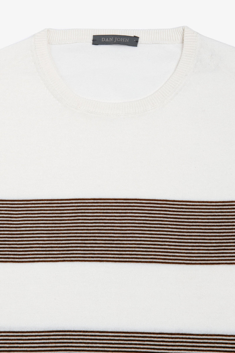 T-shirt in maglia righe piazzate terra-Dan John