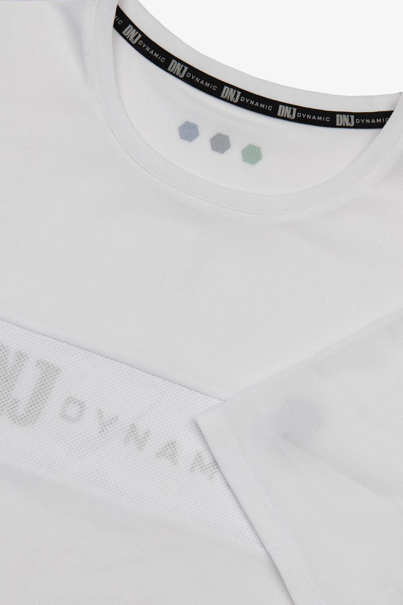 T-shirt inserto rete con logo bianca DNJ-Dan John