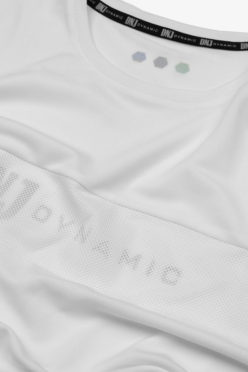 T-shirt inserto rete con logo bianca DNJ-Dan John