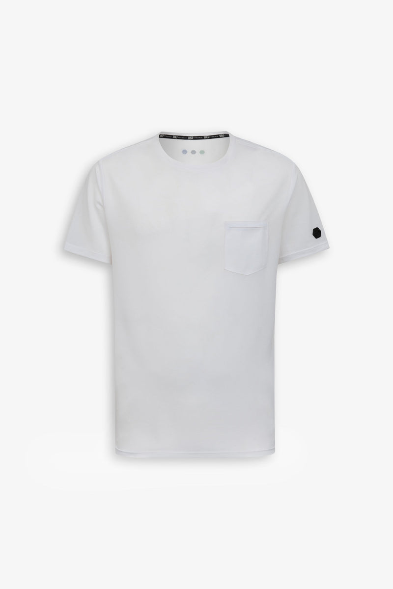 T-shirt tecnica con taschino DNJ bianca-Dan John