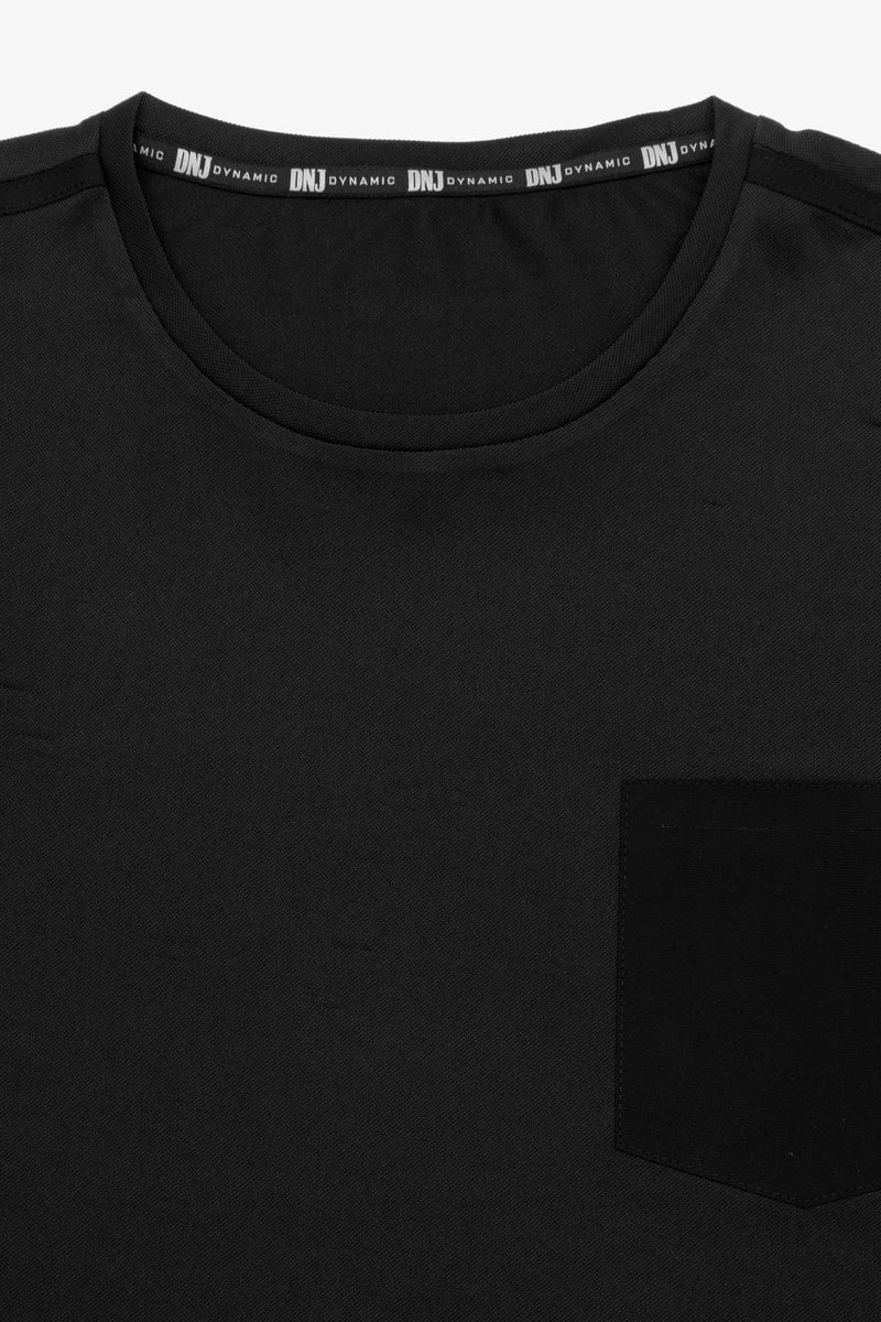 T-shirt tecnica con taschino DNJ nera-Dan John