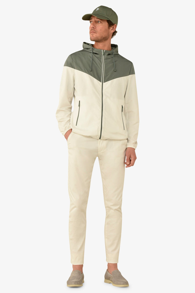 Wind jacket con cappuccio bicolore malva-Dan John