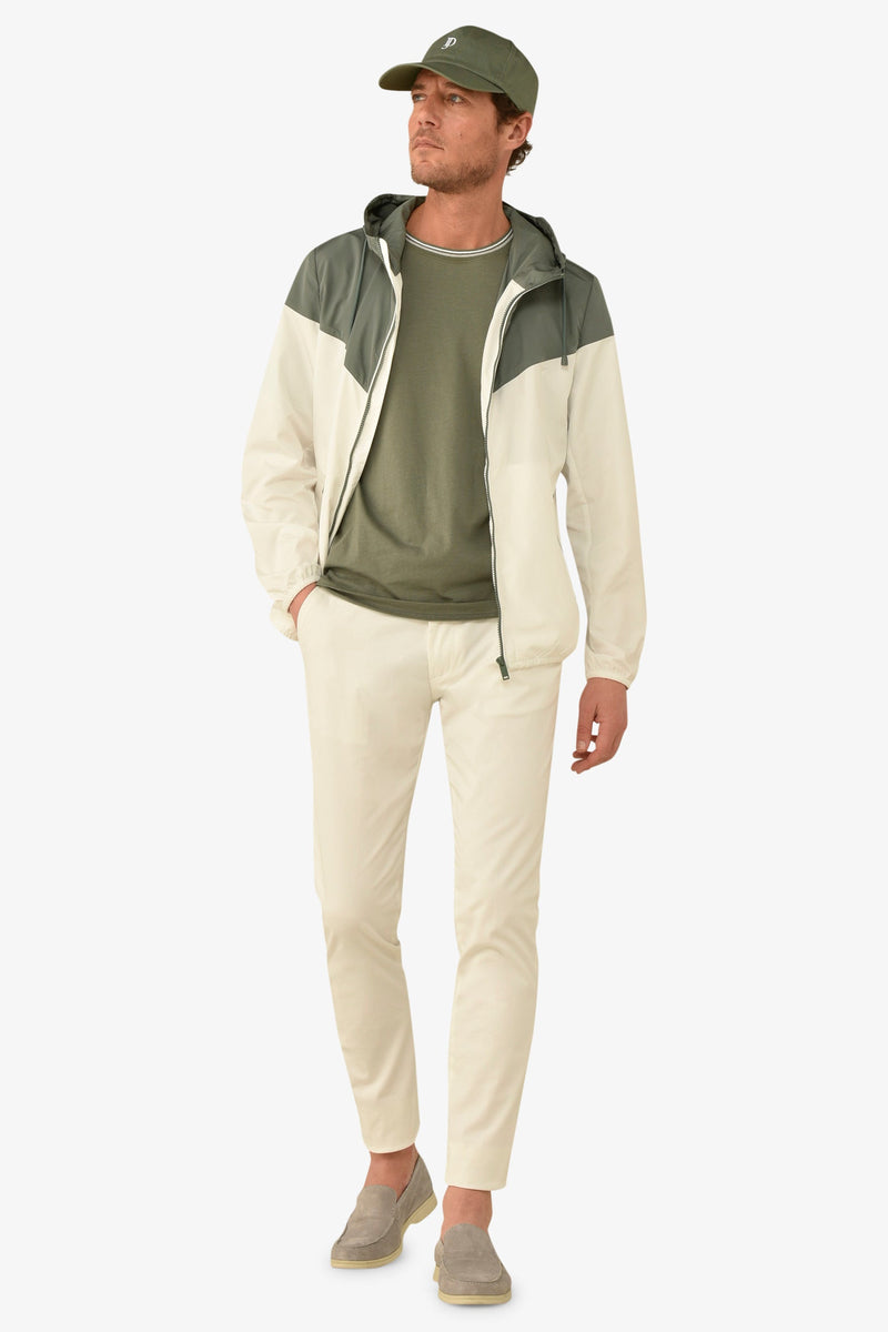 Wind jacket con cappuccio bicolore malva-Dan John