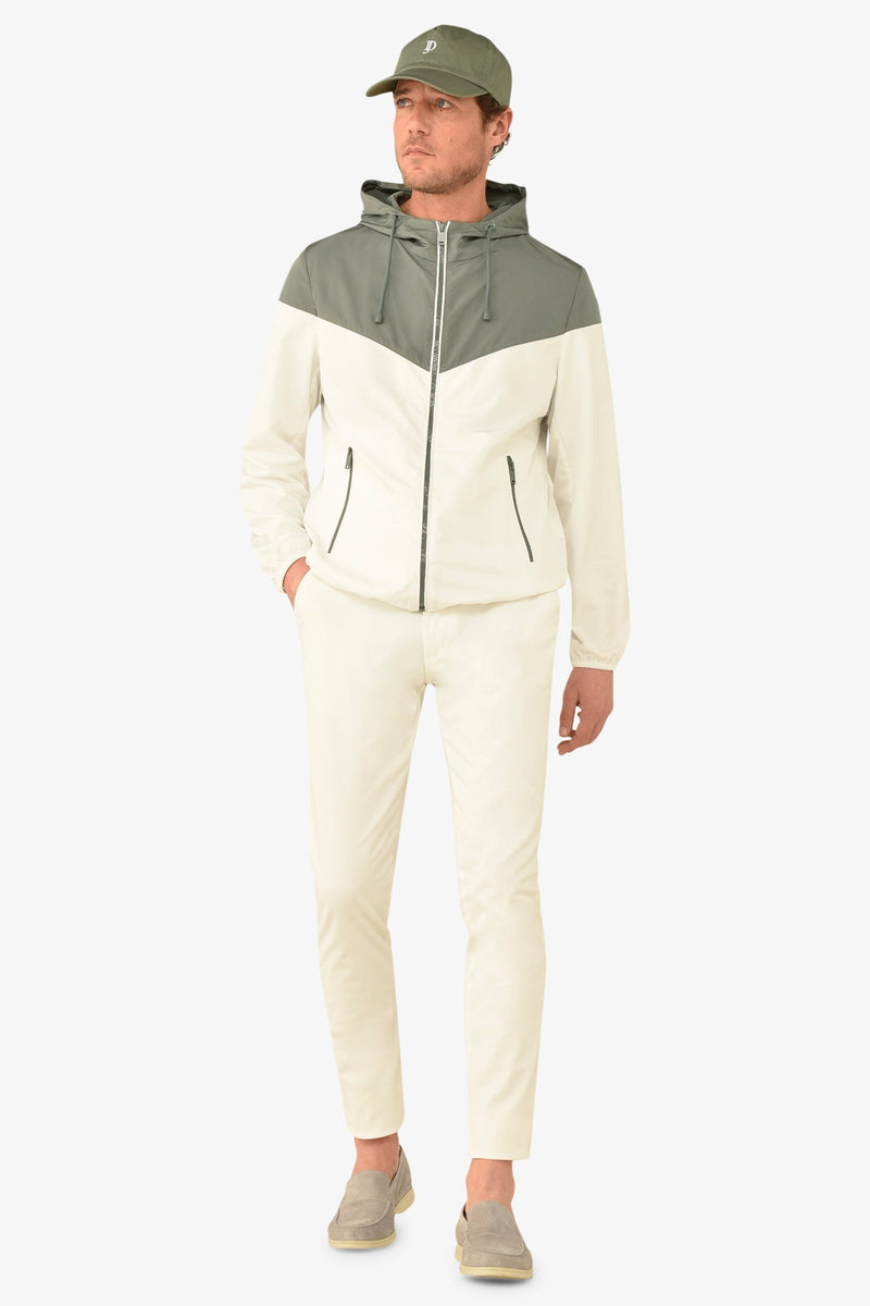Wind jacket con cappuccio bicolore malva-Dan John