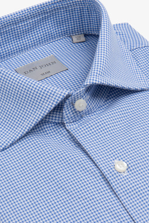 Camicia micro pied de poule azzurro-Dan John