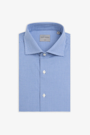 Camicia micro pied de poule azzurro-Dan John