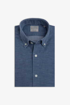 Camisa de terciopelo azul azafata