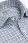 Camicia in flanella check bicolor celeste-Dan John