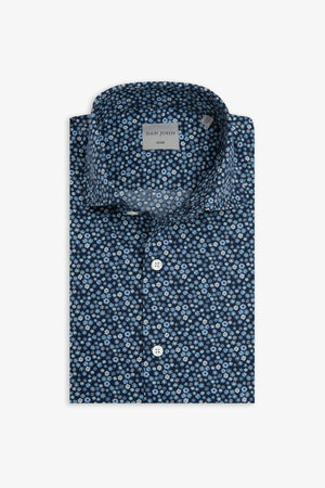 Camisa con estampado de flores celeste slim