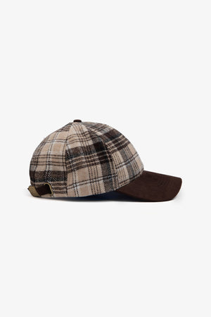 Cappello check con visiera beige