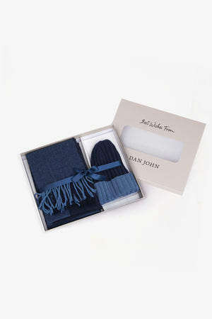 Kit sciarpa e beanie bicolore blu