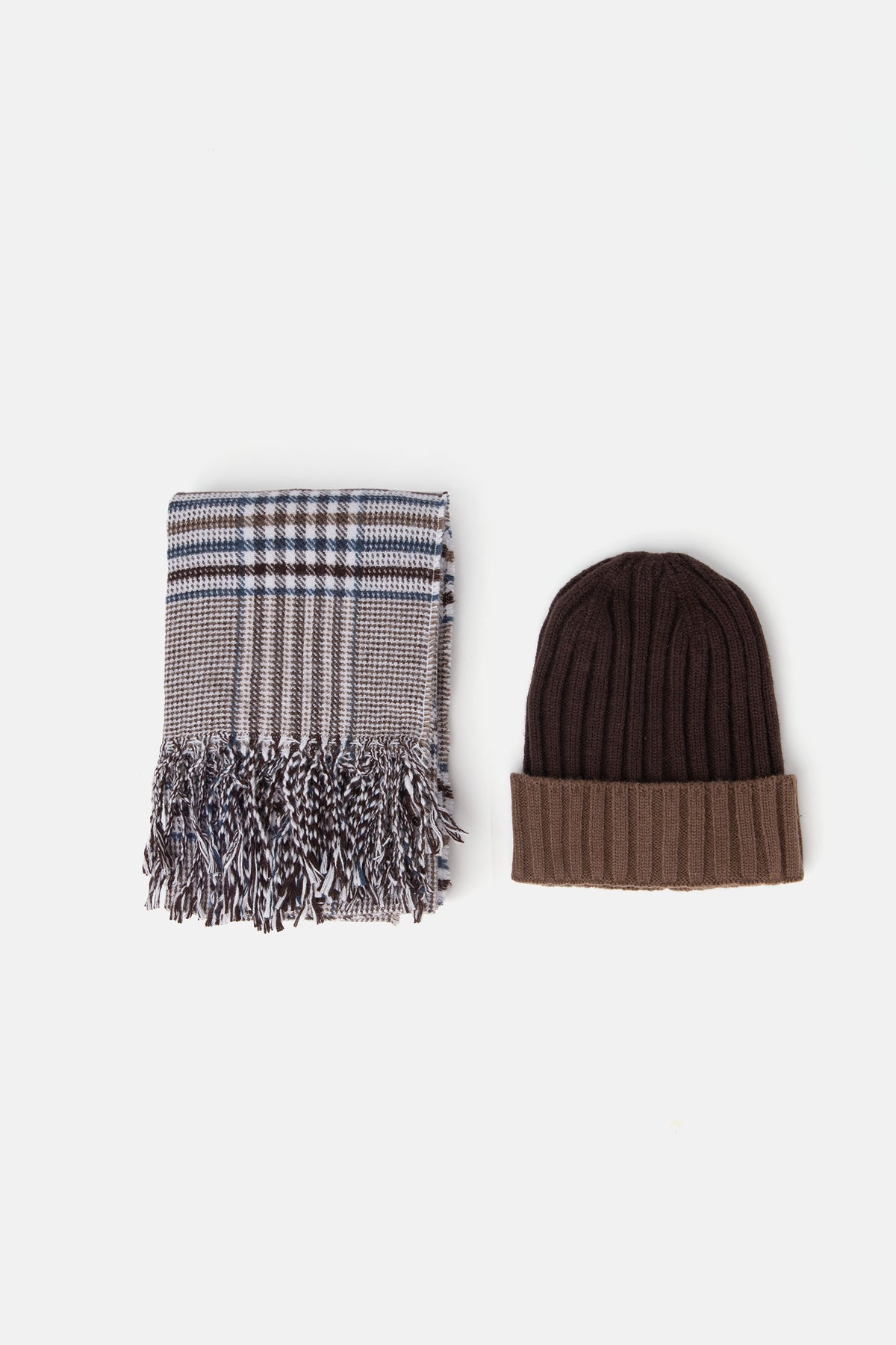 Kit sciarpa e cappello beanie bicolore moro-Dan John