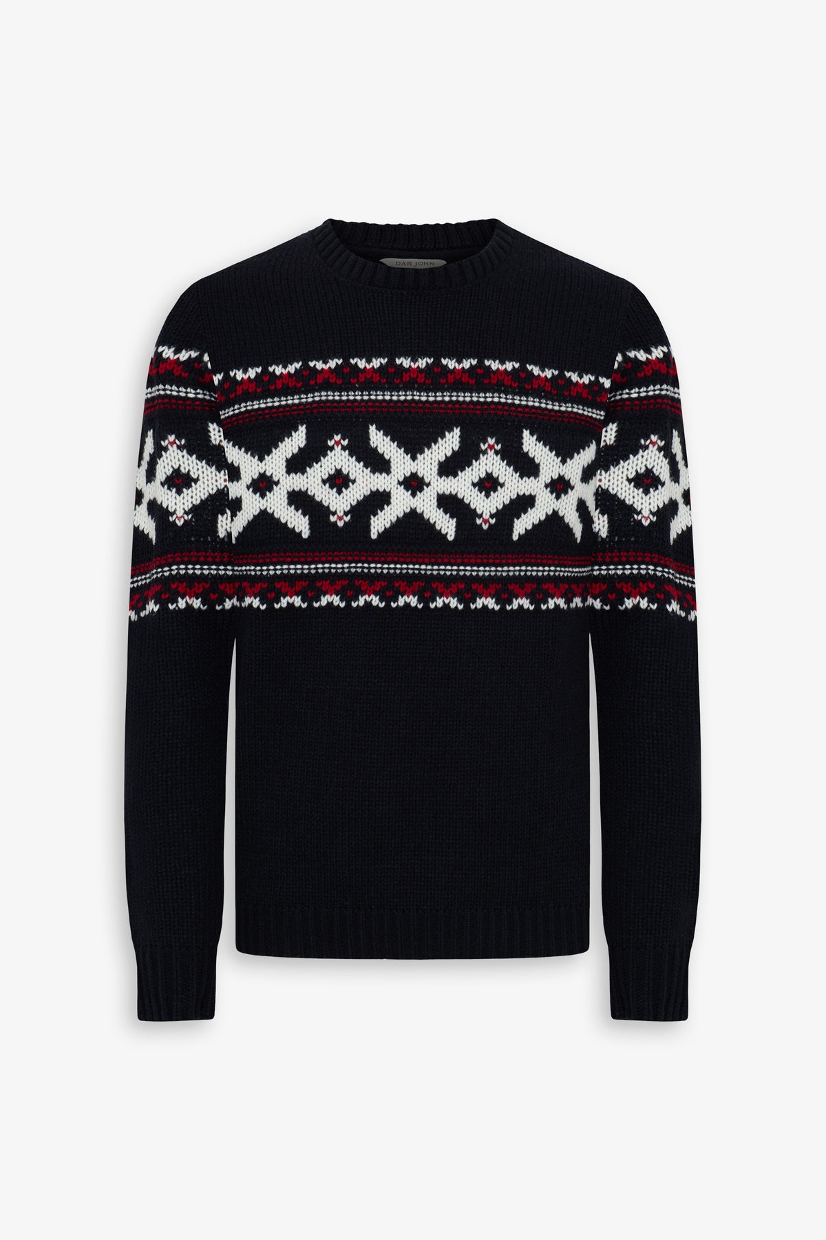 Maglia girocollo jacquard Christmas blu-Dan John