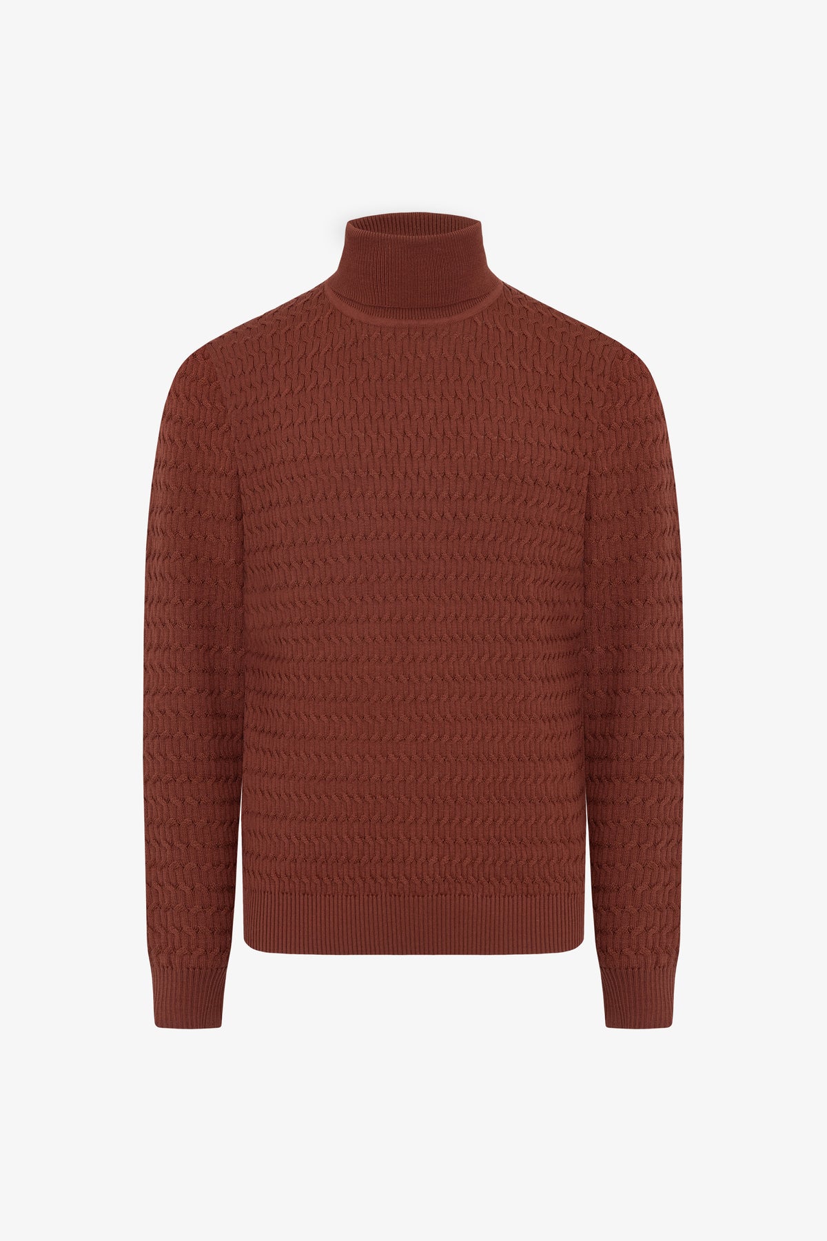 Maglia dolcevita a treccina coccio-Dan John